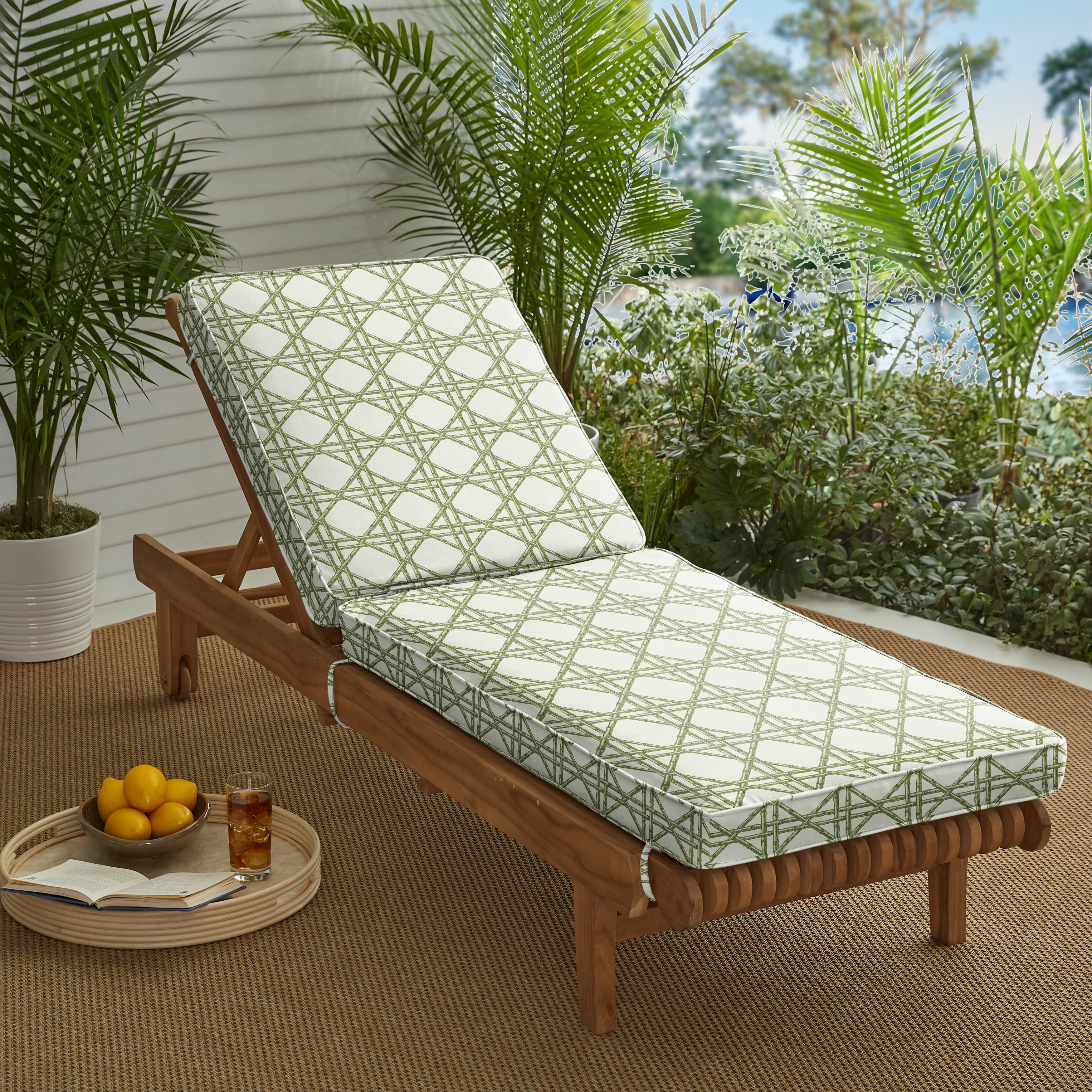 Humble Haute Sunbrella Bamboo Graphic Indoor Outdoor Chaise